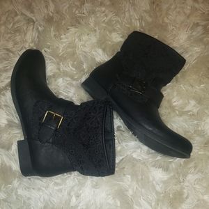 Black crochet boots